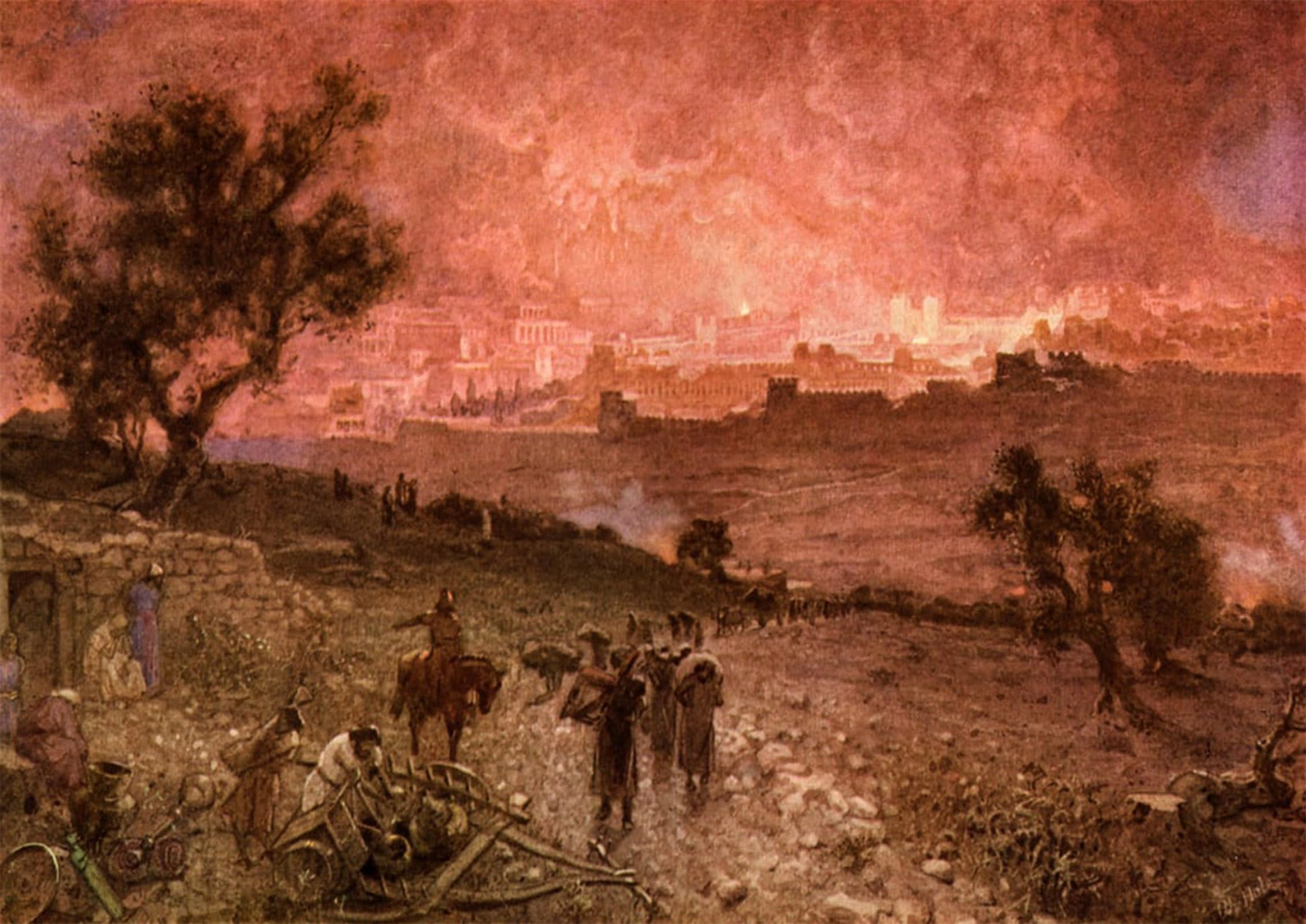 ARTXLXXBN Famous Prints Artwork Pictures Poster Painting Art the Destruction of Jerusalem by William Brassey Hole Artwork Landscape Pictures for Home Decor 60x90cm