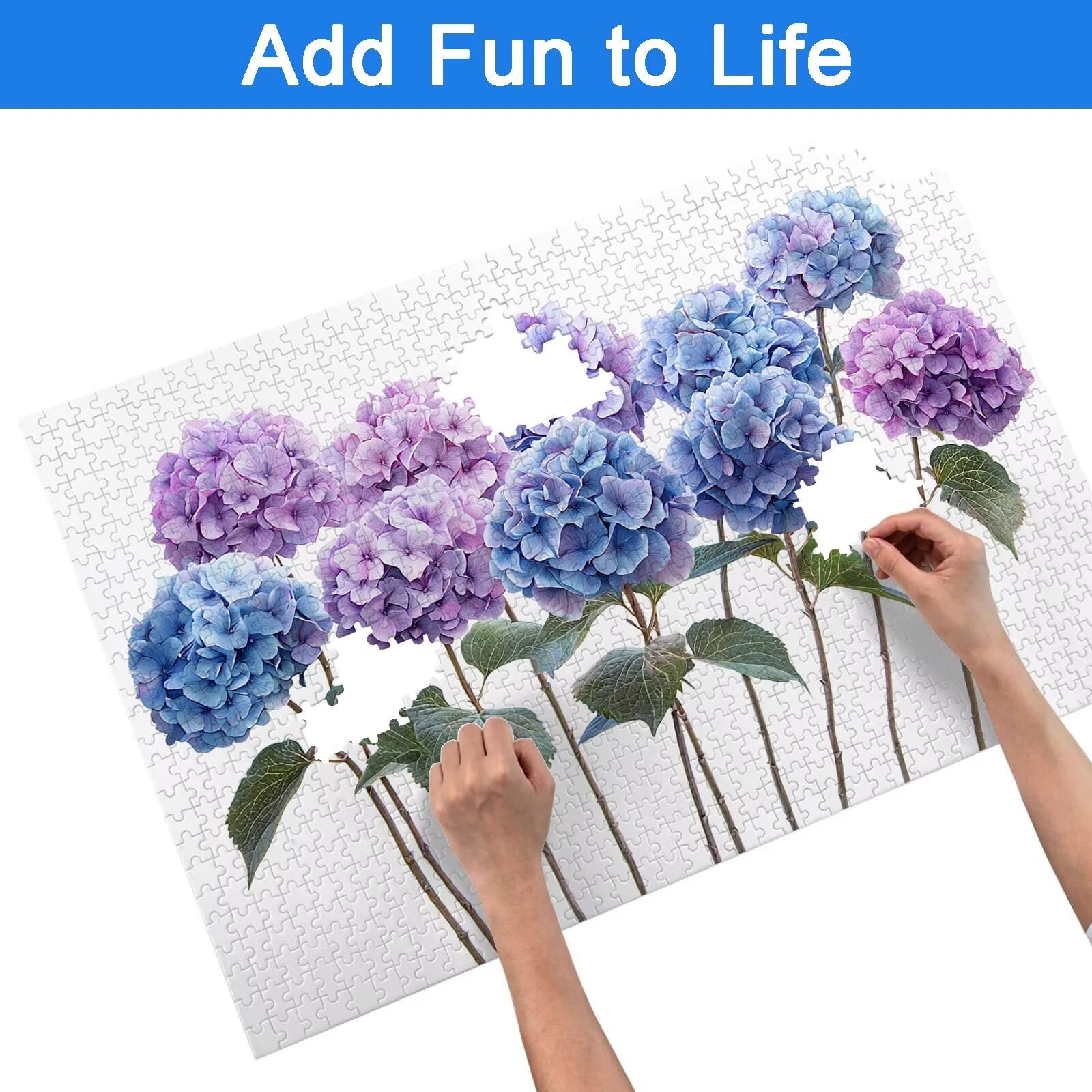 Puzzle 1500 Pezzi per Adulti Bambini, Puzzle Fiore in Legno per Adulti, Puzzles Ortensia Impegnativi, Giochi Educativo per Famiglie, Rompecapo con Scatola per Decorazioni Casa, Regalo Donna, -9060
