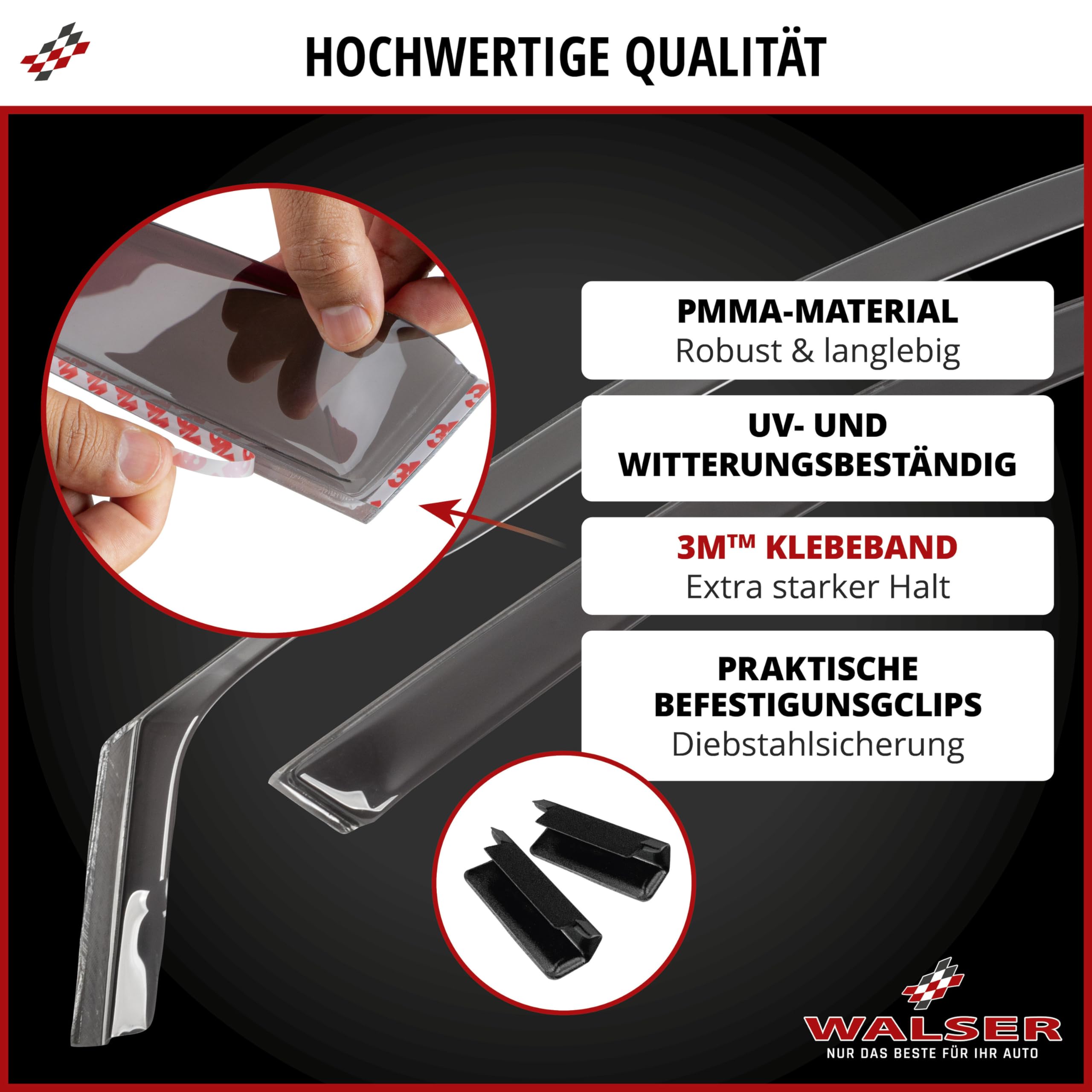 Walser Auto Windabweiser für Suzuki Jimny 07/2018-Heute, Regenabweiser Set 2 STK.