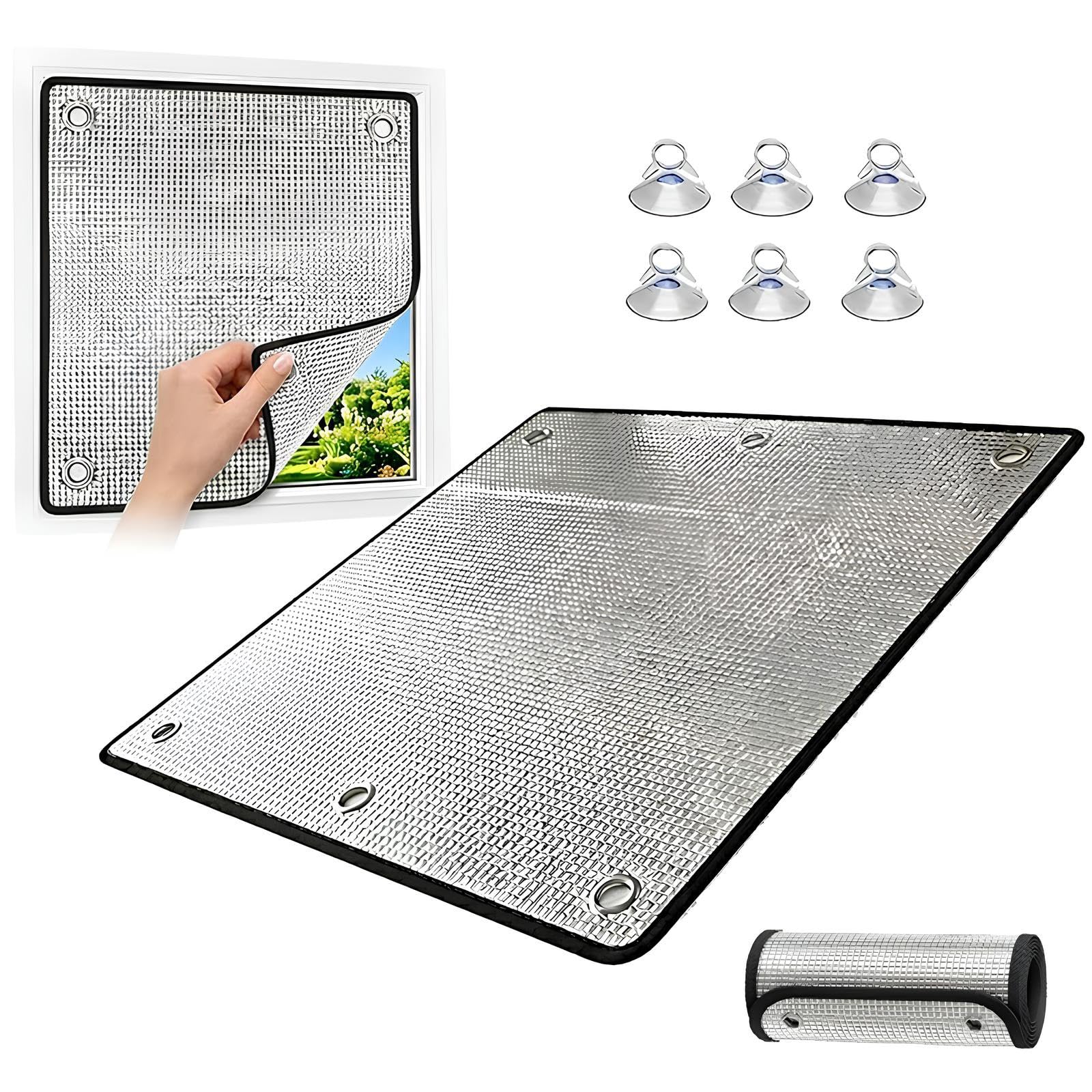 Film anti chaleur 8 mm alu fenetre 150x175 cm avec ventouse isolant thermique opaque
