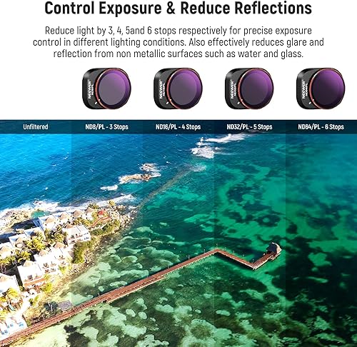 Miniatura 16 de NEEWER Juego de filtros ND/PL compatibles con DJI Mini 4 Pro, 6 unidades UV CPL ND8/PL ND16/PL ND32/PL ND64/PL Polarizador de densidad neutra