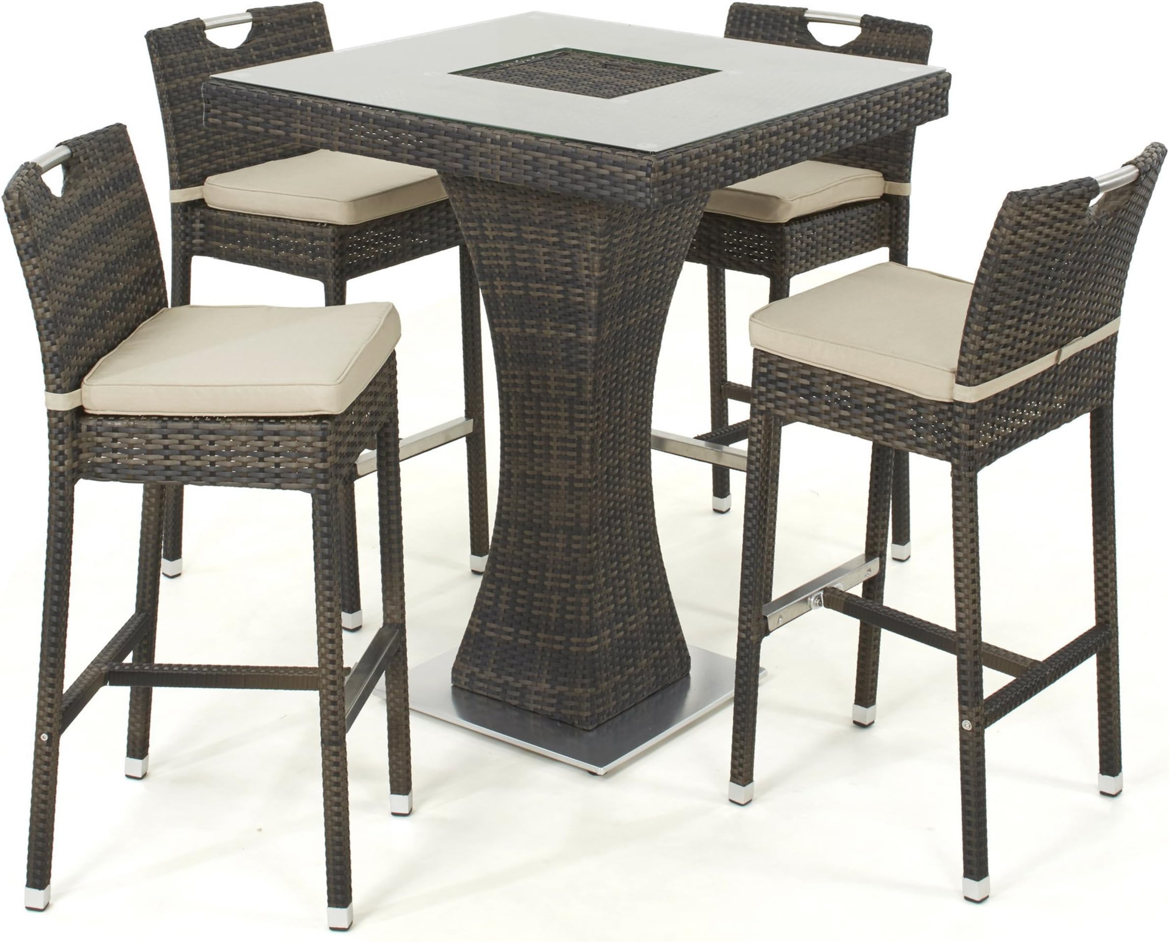 Maze Rattan 4 Seat Bar Set with Ice Bucket - Brown
