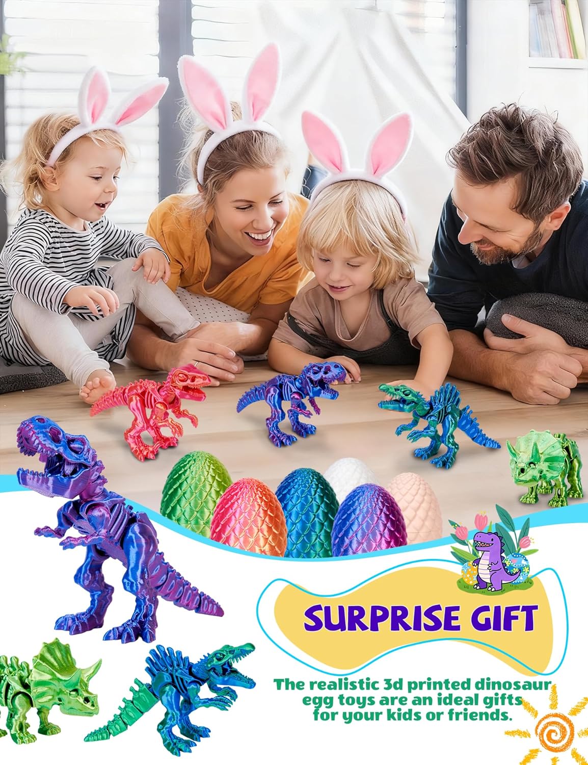 2PCS 3D Printed Dinosaur Easter Eggs - DIY Assembly Kit to Build Articulated Skeletons, STEM Educational Toys & Fidget Sensory Toys for Kids - Image 7