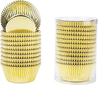 Vista 2 de Gifbera Moldes Estándar para Cupcakes de Lámina Dorada, Envoltorios Metálicos para Hornear, 200