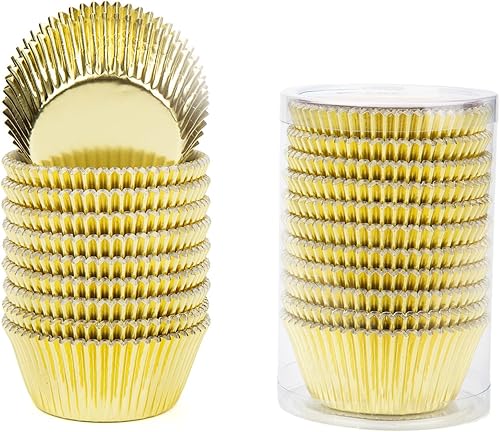 Vista 2 de Gifbera Moldes Estándar para Cupcakes de Lámina Dorada, Envoltorios Metálicos para Hornear, 200