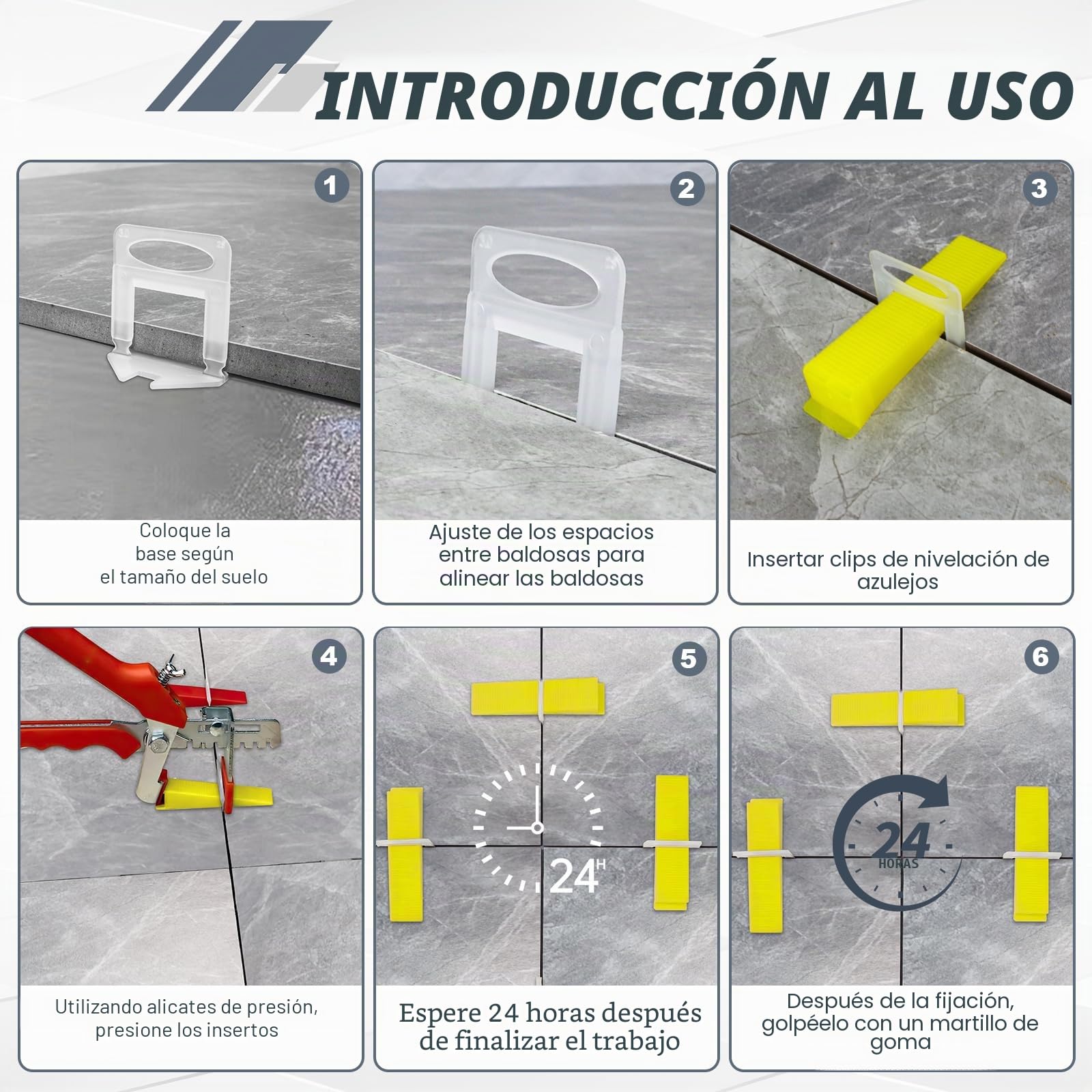 Sistema de nivelación de azulejos 1.5mm, 500 clips espaciadores de azulejos, Espaciadores de nivelación de azulejos de bricolaje para instalación de baldosas de cerámica