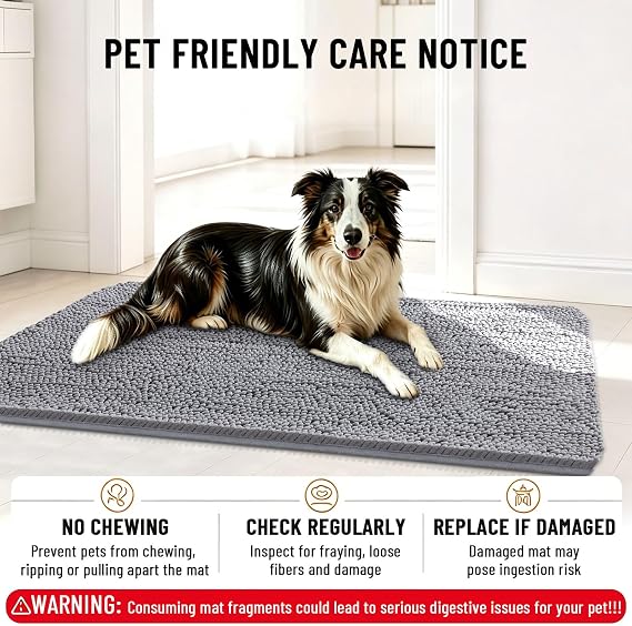 Smiry Dog Door Mat for Muddy Paws 48x30, Absorbs Moisture and Dirt Doormat