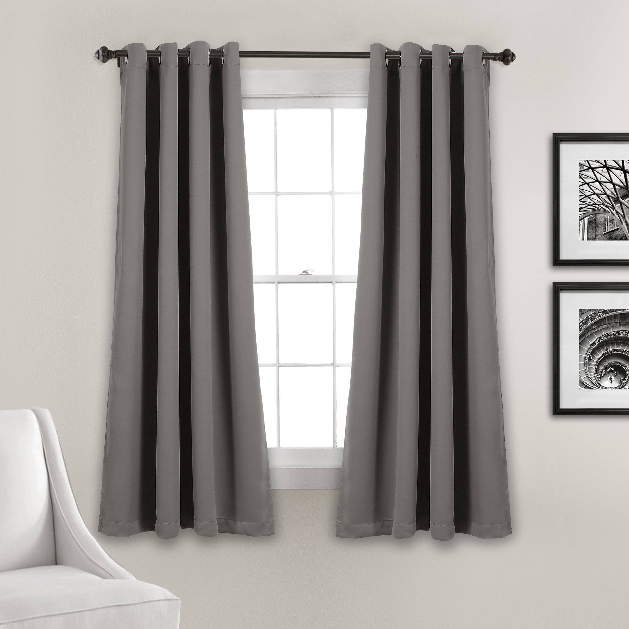 Lush Décor Insulated Grommet Blackout Curtain Panels Dark Gray Pair Set 52x63, W 0.1" x L 63" (2 Panels)