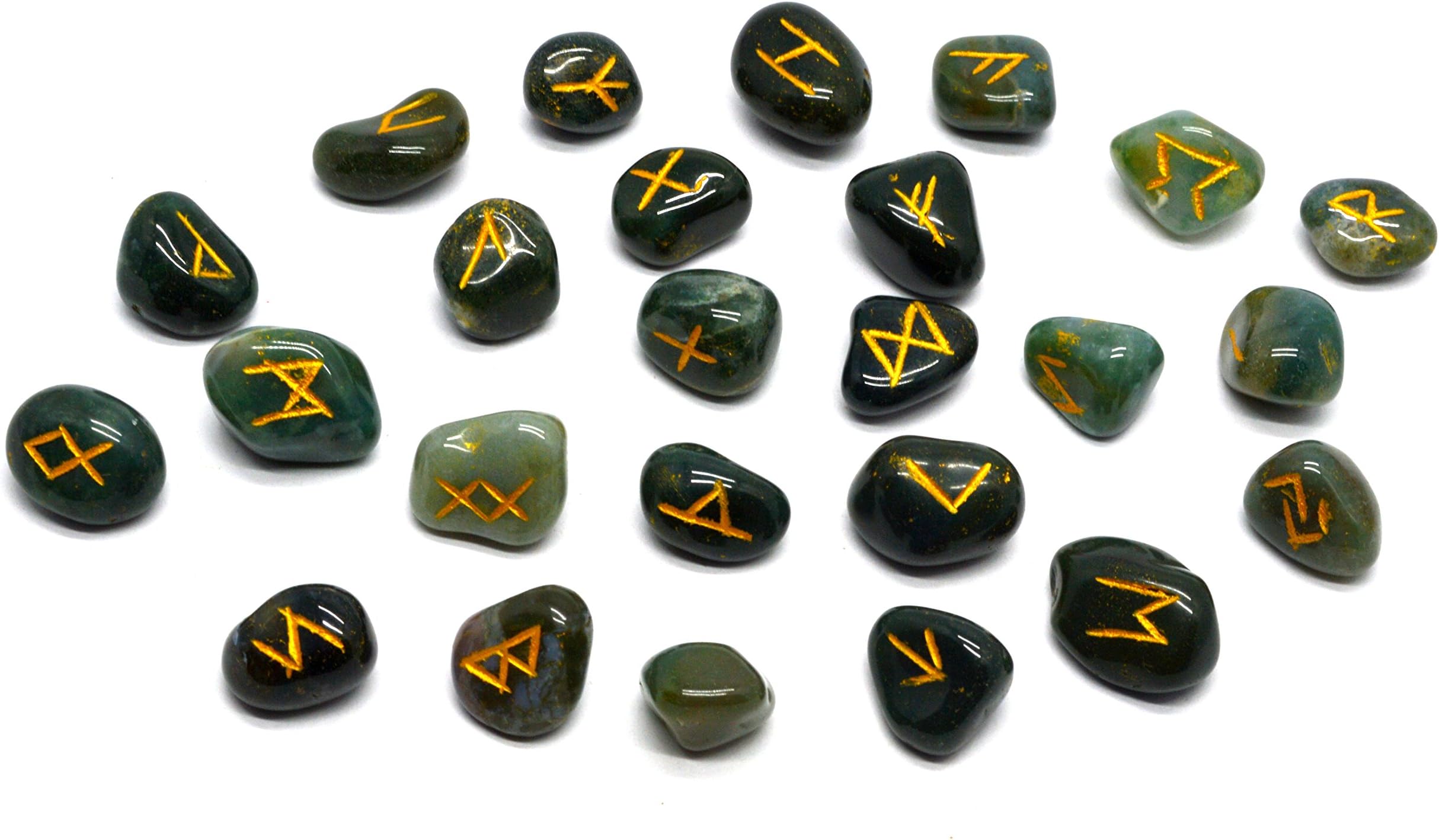 Dharohar Handicrafts Runes, Crystals and Healing Stones Rune Set, Wicca Divination Rune Stones,Viking Runes,Pagan and Witchcraft Supplies,Runes for Beginners, Green Aventurine