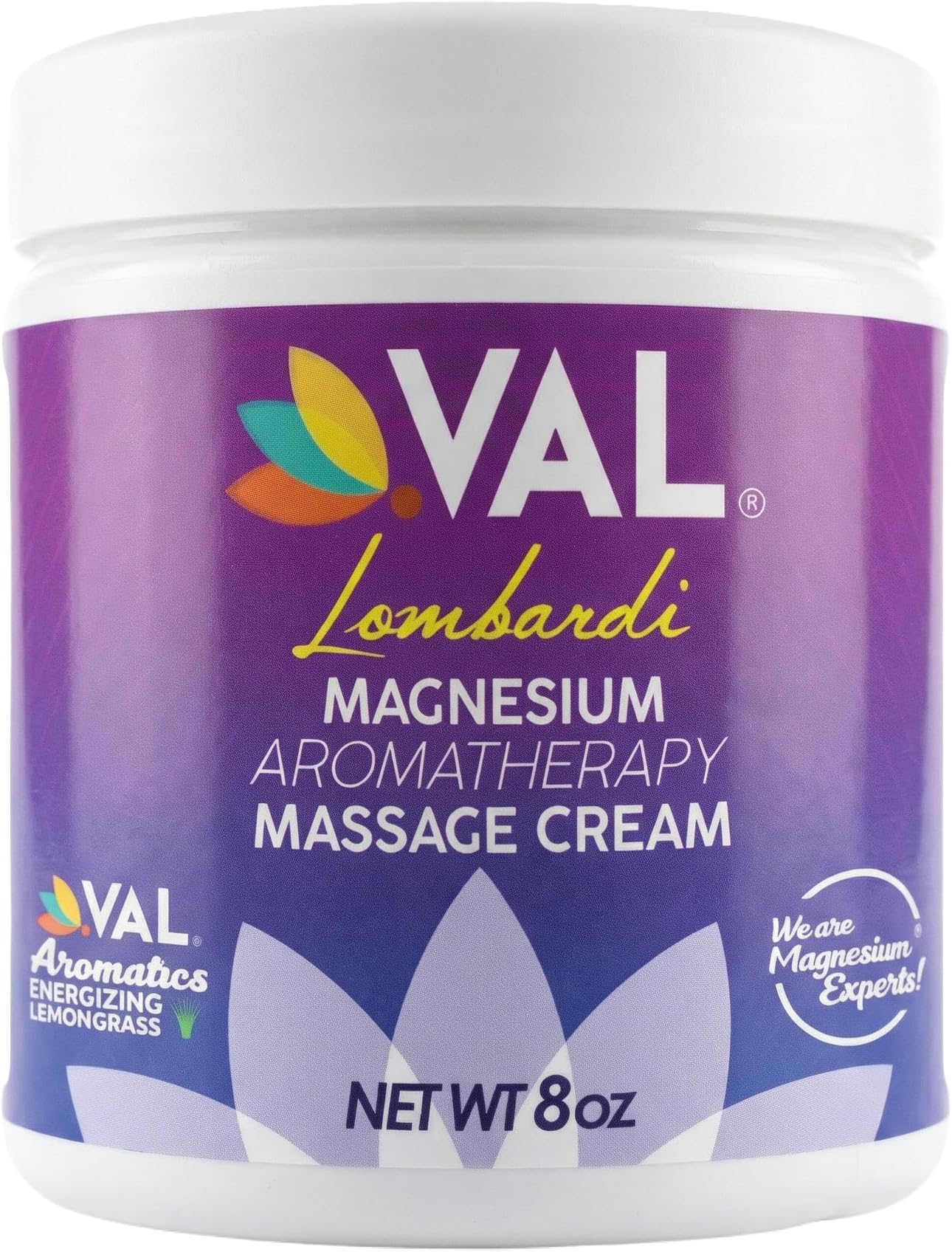VAL Magnesium Aromatherapy Massage Cream 8oz | Zechstein Magnesium + MSM + Organic Oils | Fast Absorbing | Non-Greasy | Joint & Muscle Relief | Paraben-Free | Made in USA