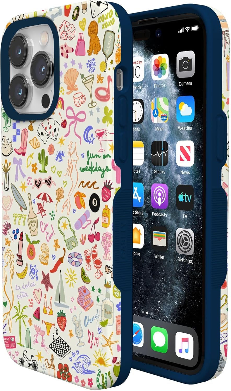 Casely iPhone 14 Pro Max Case | All The Fun Things | Fun on Weekdays | Bold Protective Design | Compatible with MagSafe