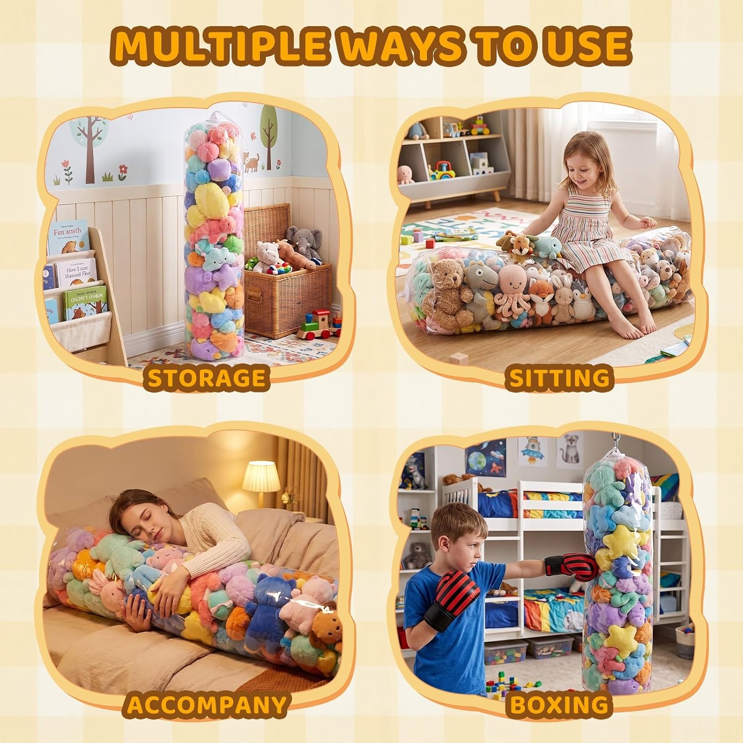 NTYNTY Clear Stuffed Animal Storage Tube for Boxing Play & Plush Storage