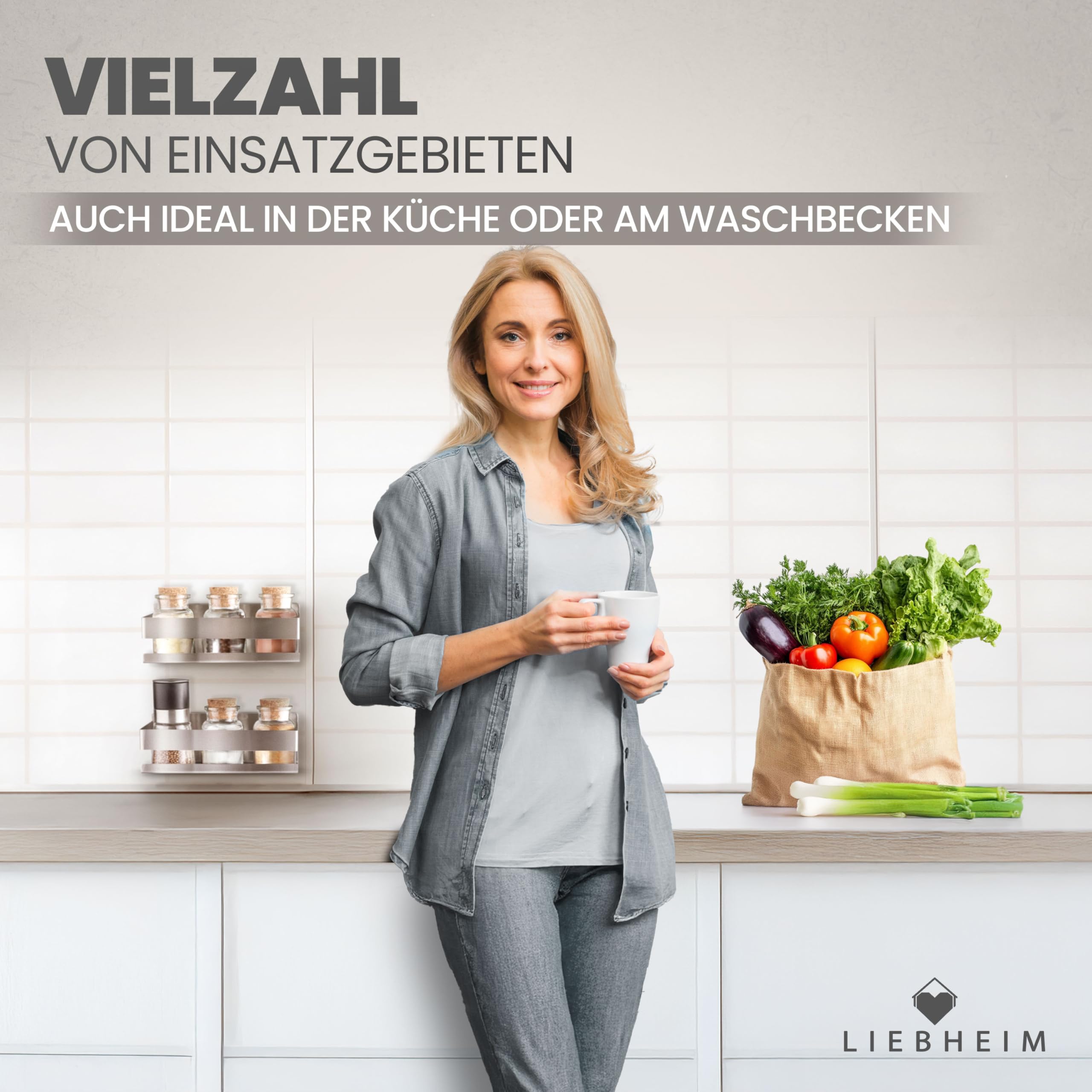 LIEBHEIM Duschablage Ohne Bohren - Badregal - Badezimmer Organizer - Duschregal - Badezimmer Regal - Duschregal Ohne Bohren - Bathroom Organizer - Bad Regal - Duschkorb - Shower Shelf