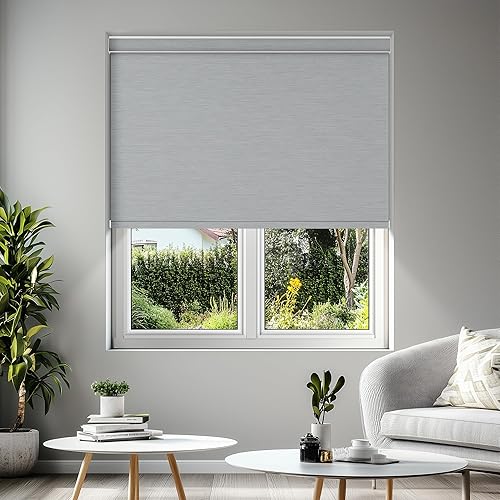 Miniatura 2 de Persianas enrollables opacas para ventanas, persianas enrollables sin cordones con cenefa de cassette, persianas de ventana de jacquard a rayas para