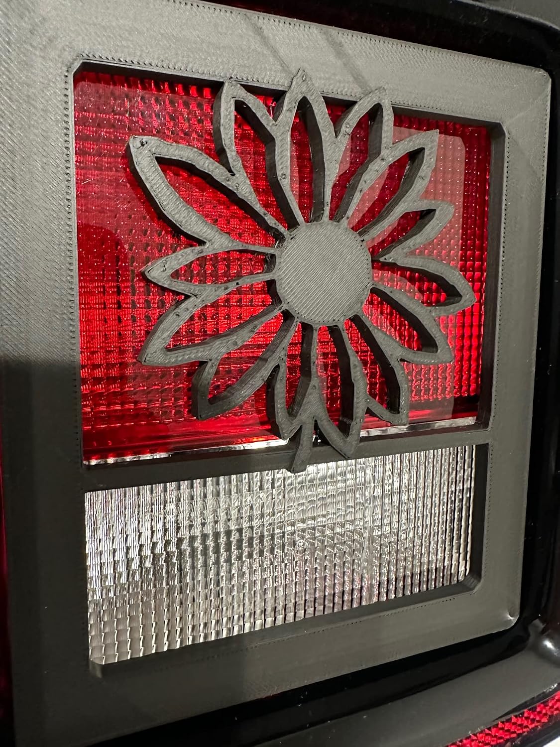 Sun Flower in 3D - Black for Jeep Wrangler JK/JKU/JL Rear Tail Light Covers (2019-2026) Non Led Version Sunflower Hibiscus Hawaii