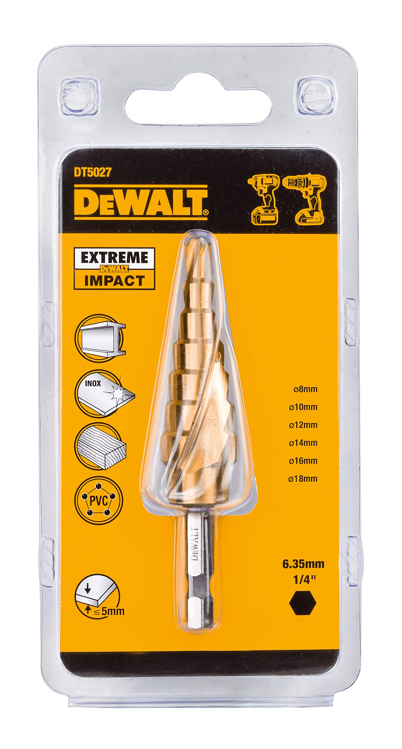DeWalt DT5027-QZ - Broca cónica para metal Extreme Impact Ø 6-18mm