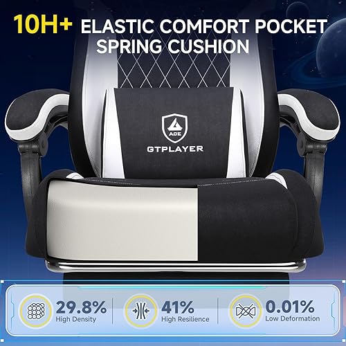 Miniatura 7 de GTPLAYER Silla para videojuegos, sillas de videojuegos con reposapiés y soporte lumbar, silla de computadora para adultos con respaldo extendido,