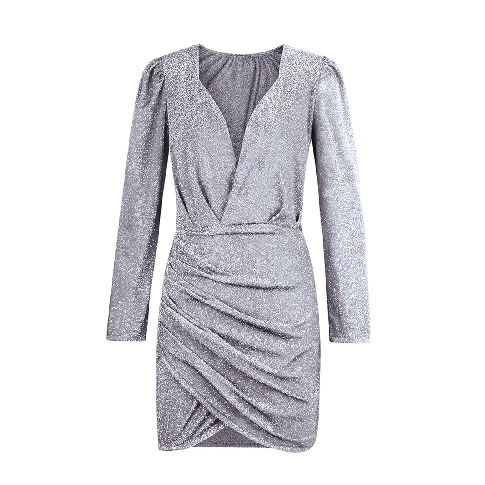 Abito Da Sera Donna Con Paillettes - Vestito Mini Elegante Per Natale, Cerimonie E Feste
