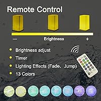 Vista 3 de Luces flotantes de 5.9 x 5.9 x 9.85 pulgadas, velas flotantes LED multicolor con control remoto, accesorios de piscina impermeables IP68