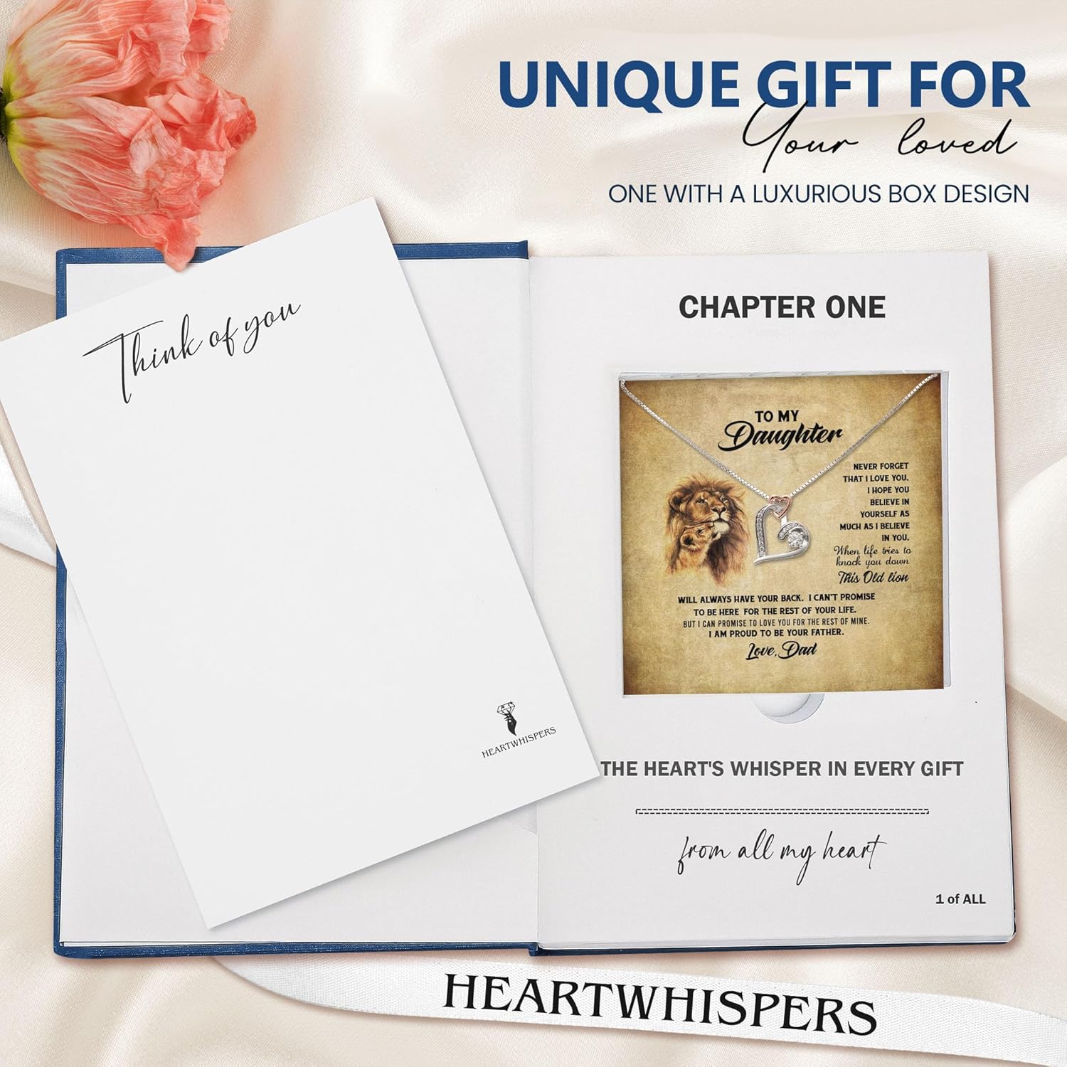 Forever Love Necklace for Daughters - 925 Sterling Silver with Cubic Zirconia, Birthday, Graduation, Christmas Gifts for Daughter from Dad, Adjustable 18-22" Chain - - Image 4