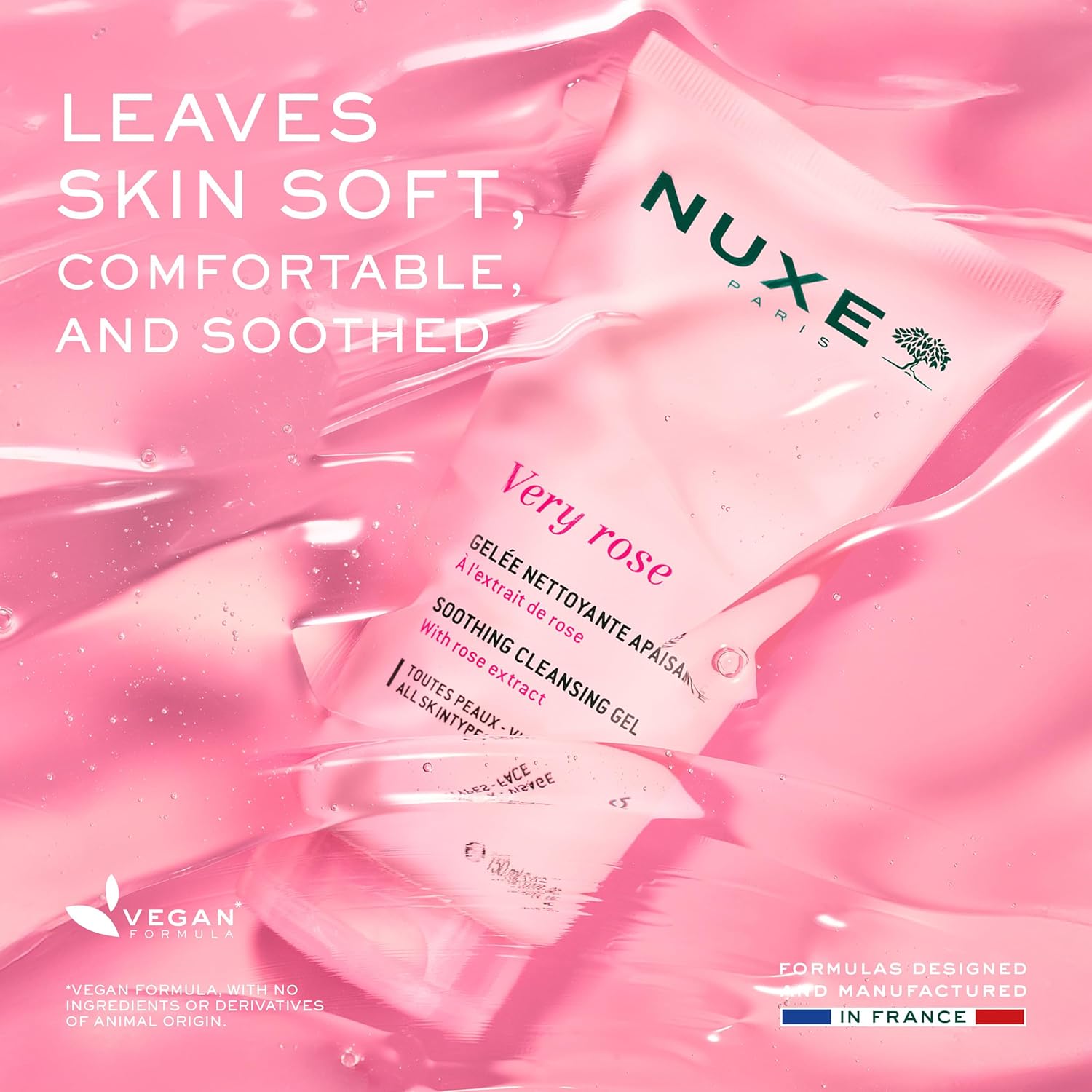 Nuxe Very Rose Soothing Cleansing Gel For Sensitive Skin. Melting Facial Cleanser with Glycerin and Rose Water for Fresh, Smooth Skin, 5 Fl Oz - Image 3