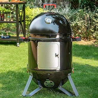 Sophia & William 18-Inch Vertical Charcoal Smokers BBQ Grills with Porcelain-Enameled Smoking Chamber & 2-Layer Smoking Shelves, Outdoor Smokers & Tabletop Grill Combo for Barbecue Camping(Black)