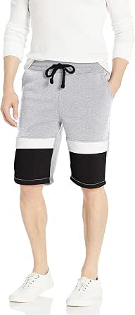 Southpole Men's Fleece Jogger Shorts, Heather Grey/Color Block, Medium