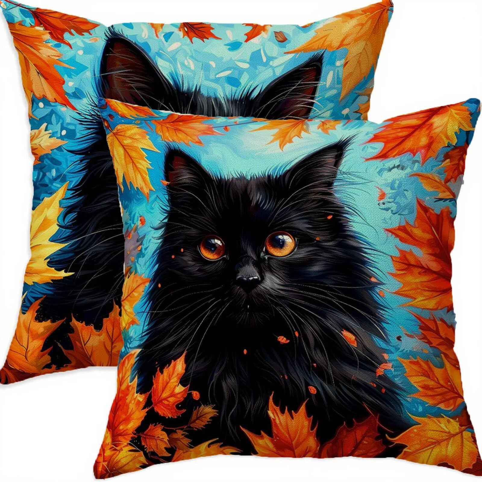 Housse coussin 80x80cm chat idéal pour décorer un canapé de salon ou balcon