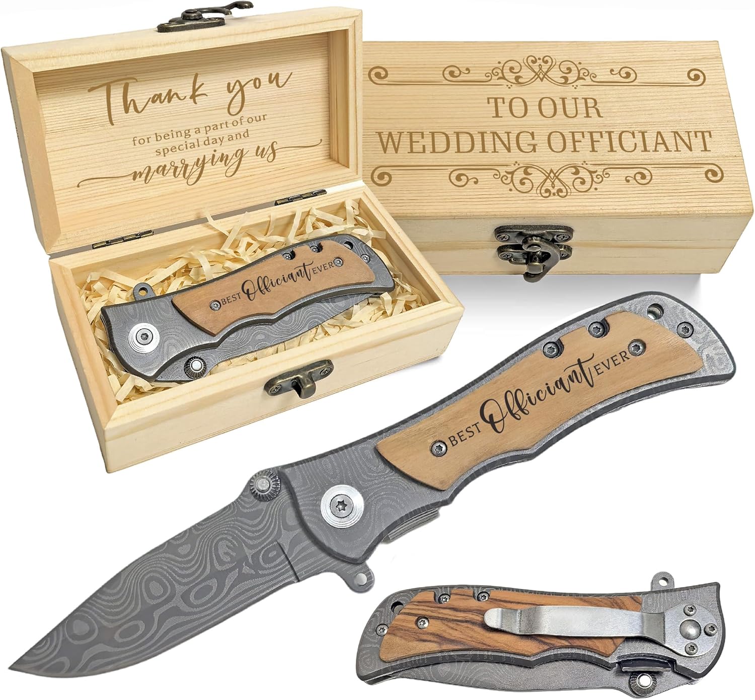 Appreciation Gift for Wedding Officiant, Engraved Pocket Knife for Officiant from Bride Groom, Best Officiants Ever Gift from Couple, Thank You Gifts for Wedding Day, Pastor Gift for Wedding Ceremony