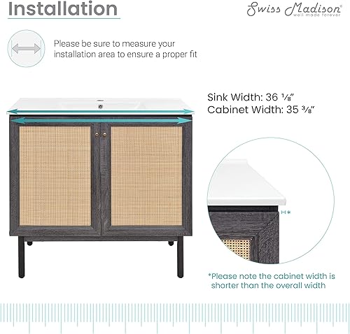 Vista 490 de Swiss Madison Classe - Lavabo de baño de roble de 24 pulgadas incluido