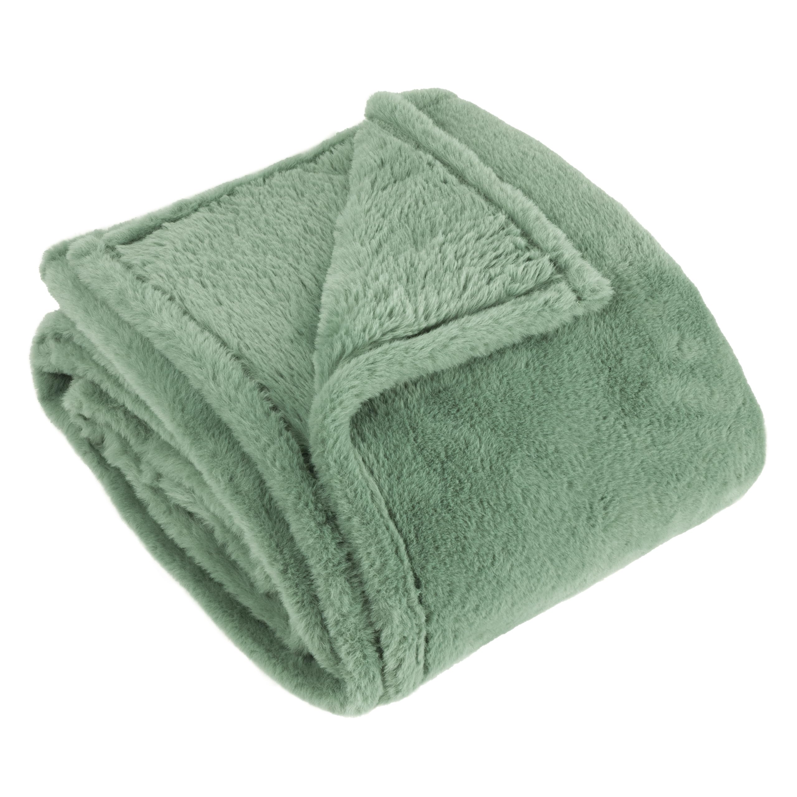 Furn  Forest Green Kallu Double-Sided Faux-Fur Throw - 150 x 200c
