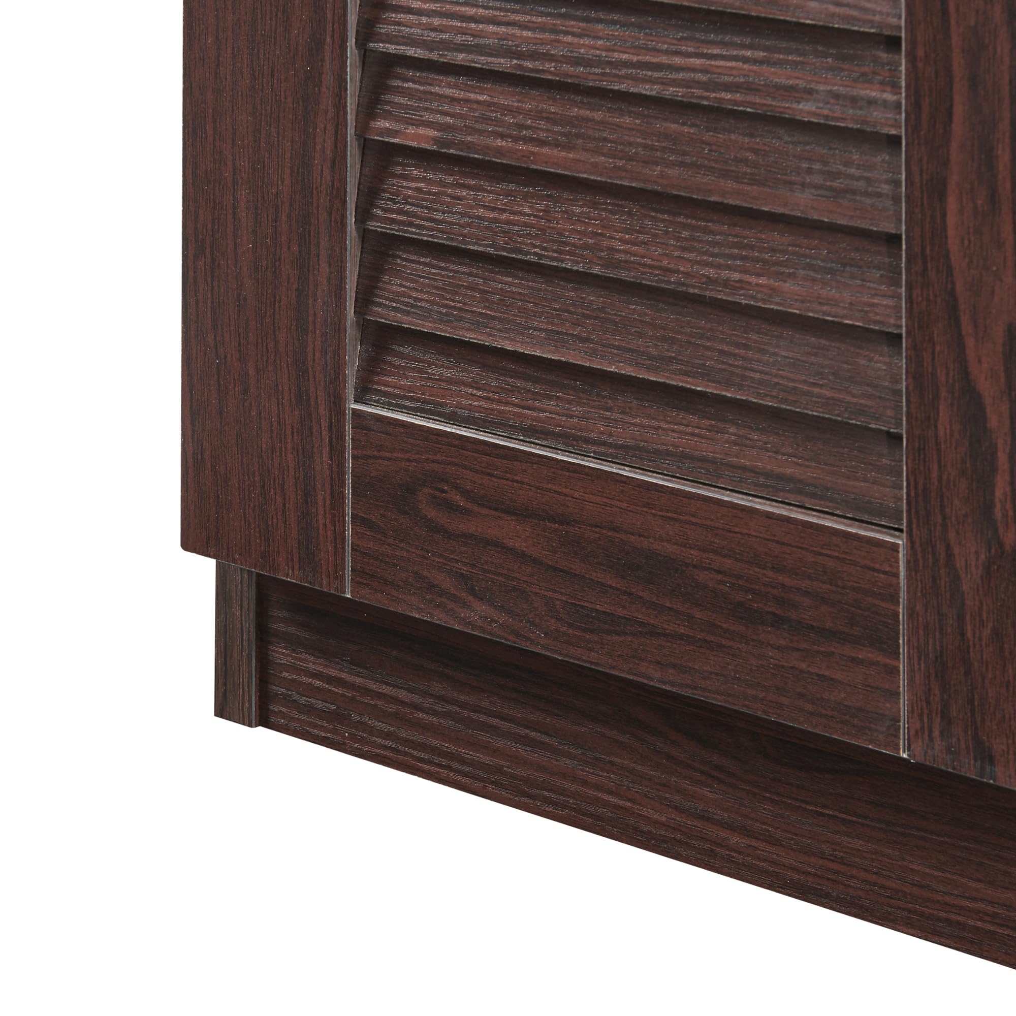[en.casa] Set di Armadio Scarpiera e Panca Contenitore con Seduta Imbottita Mobile Portascarpe Ante a Persiana e Ripiani Inclinati 97 x 120 x 36 cm MDF Wengè