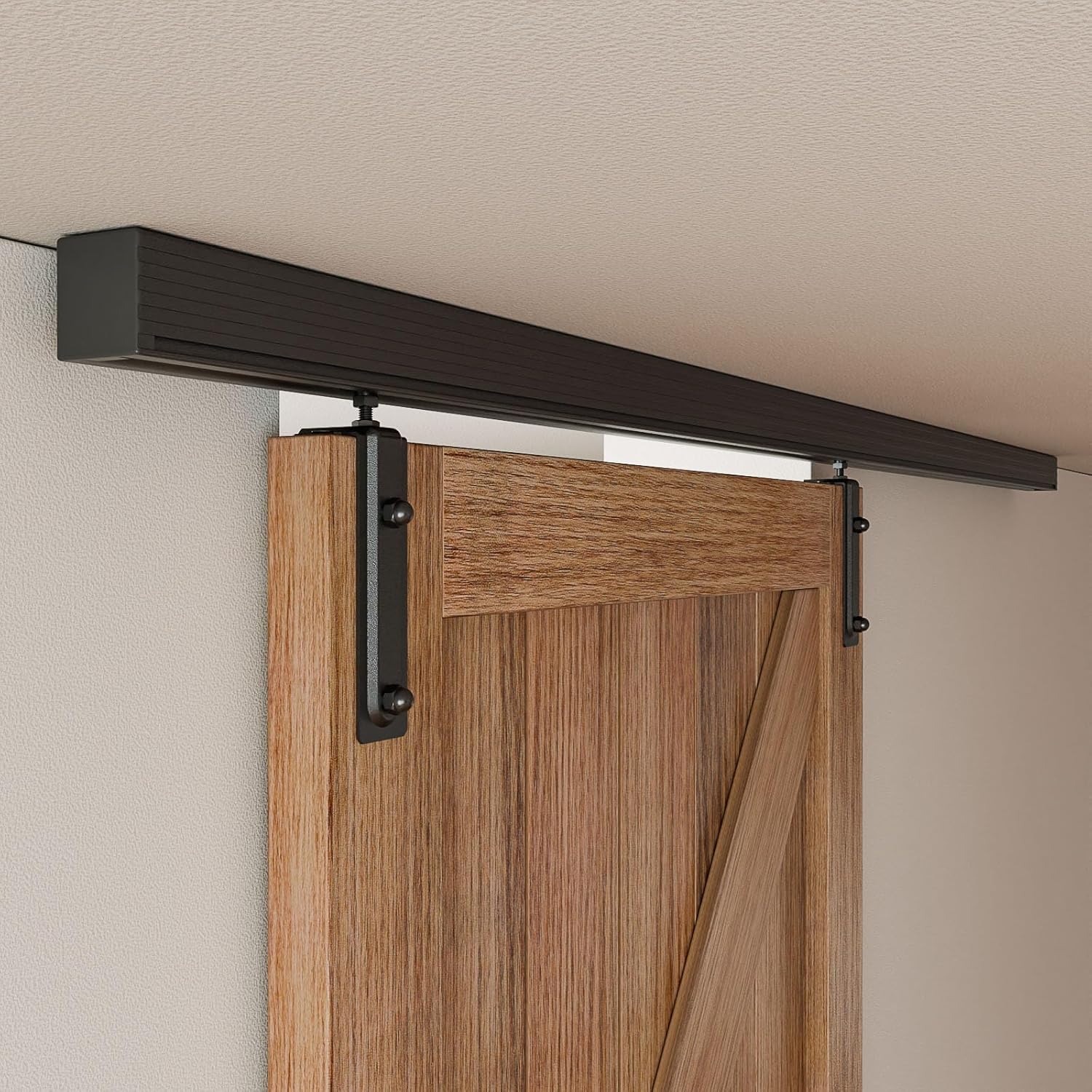 6.6FT Ceiling Mount Box Rail Barn Door Hardware Heavy Duty Sliding Barn Door Track Kit for Single Door, Aluminum Alloy, Easy Install (No Door)