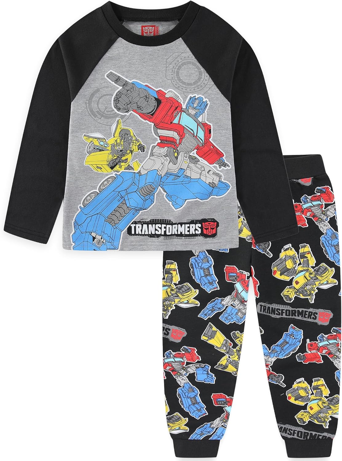 Transformers Optimus Prime Bumblebee Boys 2 Piece Long Sleeve Shirt and Pants Set for Big Kids