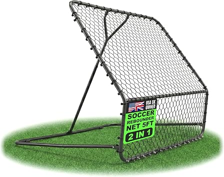 QuickPlay Pro Soccer Rebounder Net 2 Sizes - Ball Rebounder Soccer Net, Heavy Duty, Adjustable Angle, with Galvanized Steel Frame & Rubber Feet, Soccer Training Equipment for Grass, Turf & Indoors