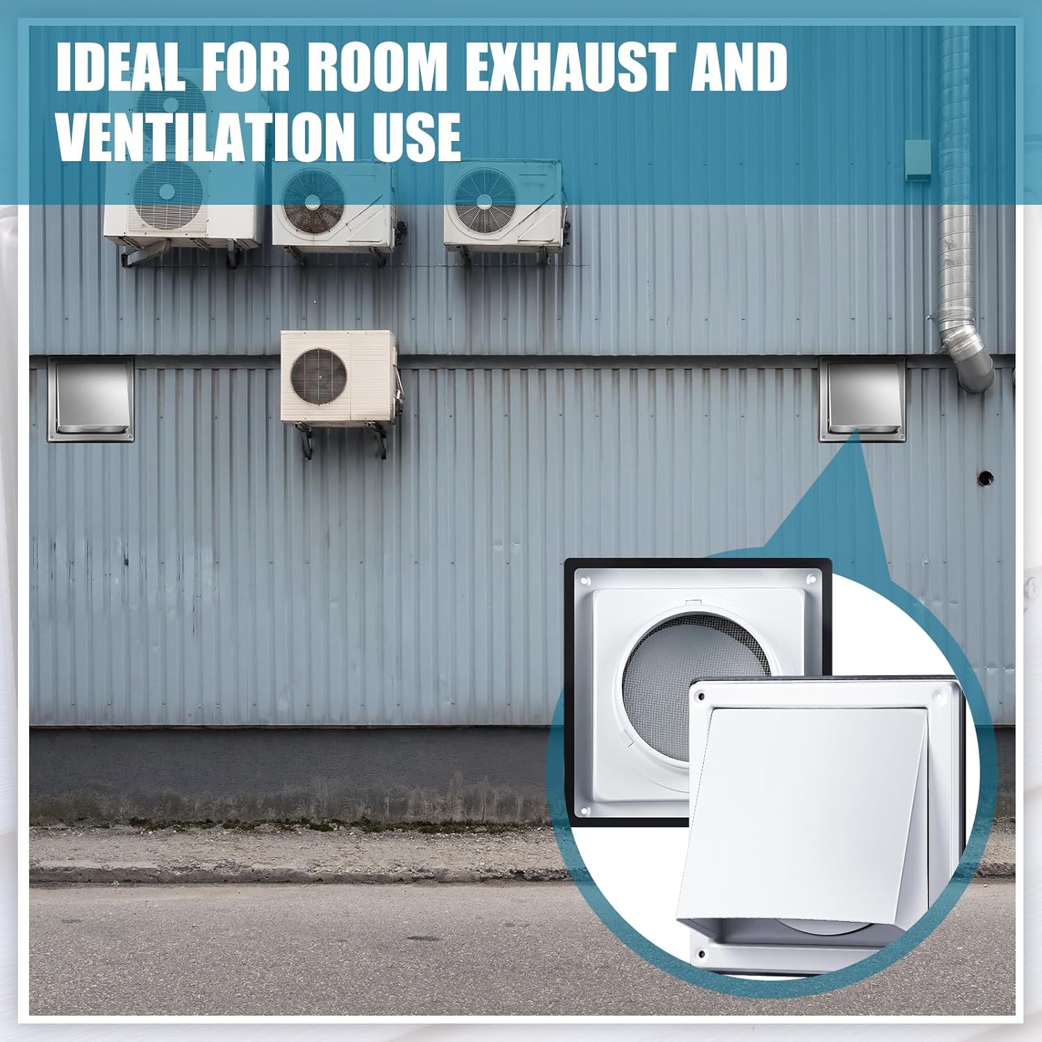 Gisafai 4 Inch Dryer Vent Cover Outdoor with Stainless Steel Screen White Wall Dryer Exhaust Vent Cover External Cap Cushioned Non Return Flap with Sealing Gasket Grille, Bird/Insect Proof
