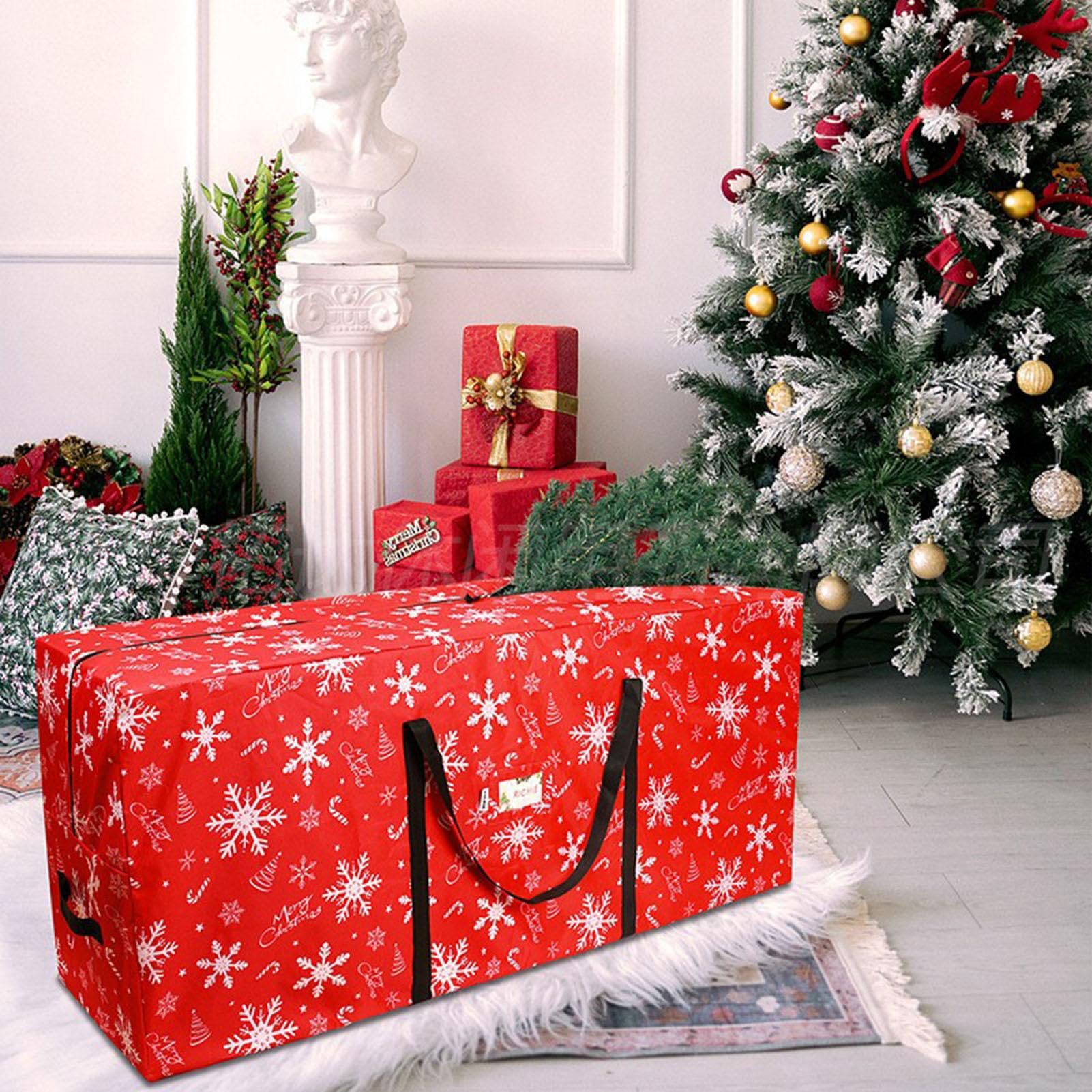 Christmas Tree Storage Bag - Large Red Christmas Tree Bag - Heavy Duty Extra Large Storage Container With Reinforced Handles - 600D Oxford Fabric Wide Opening Storage Bag For Holiday Christmas