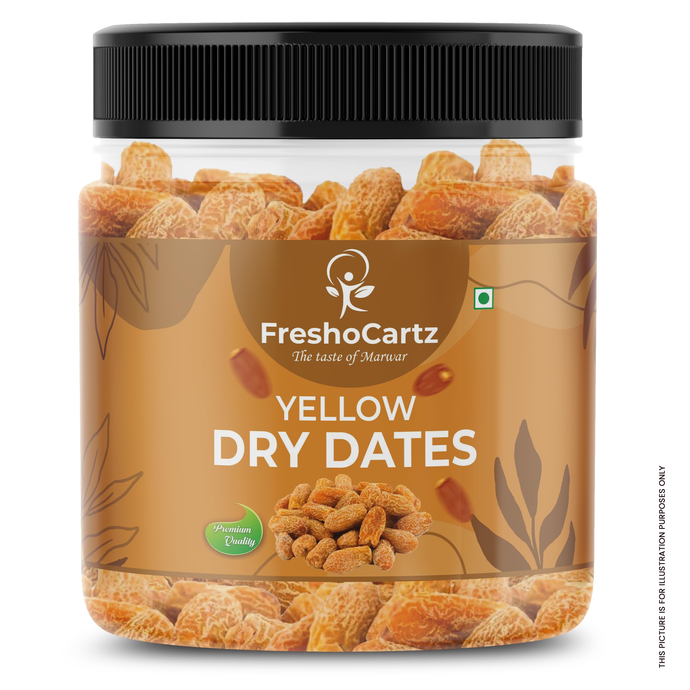 FreshoCartz Yellow Dry Dates | Peela Sukha Khajoor | Dry Chuhara | Chuara | Kharek | Kharak | Kharik | Pili Kharak | Dates Dry Fruits - Jar Pack (Dry Dates, 500g (Pack of 1))