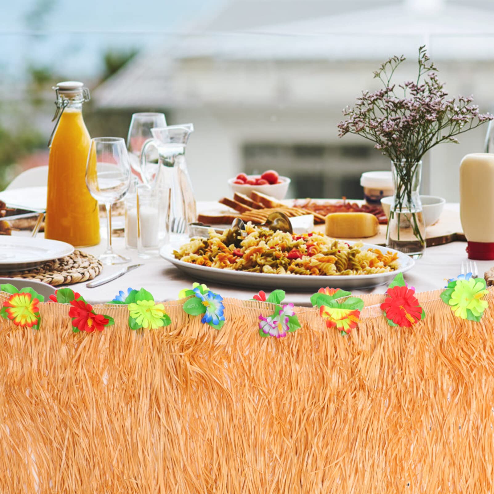 Set Decorazione Tavola Hawaiana - Gonna Tavolo 75x275cm + 73 Accessori Per Feste Tropicali - Foto 10