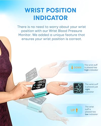 Miniatura 4 de 2023 Wrist Blood Pressure Monitor - Rechargeable Blood Pressure Machine Has Large LED Display with Voice & Position Sensor - 240 Sets Memory Digital