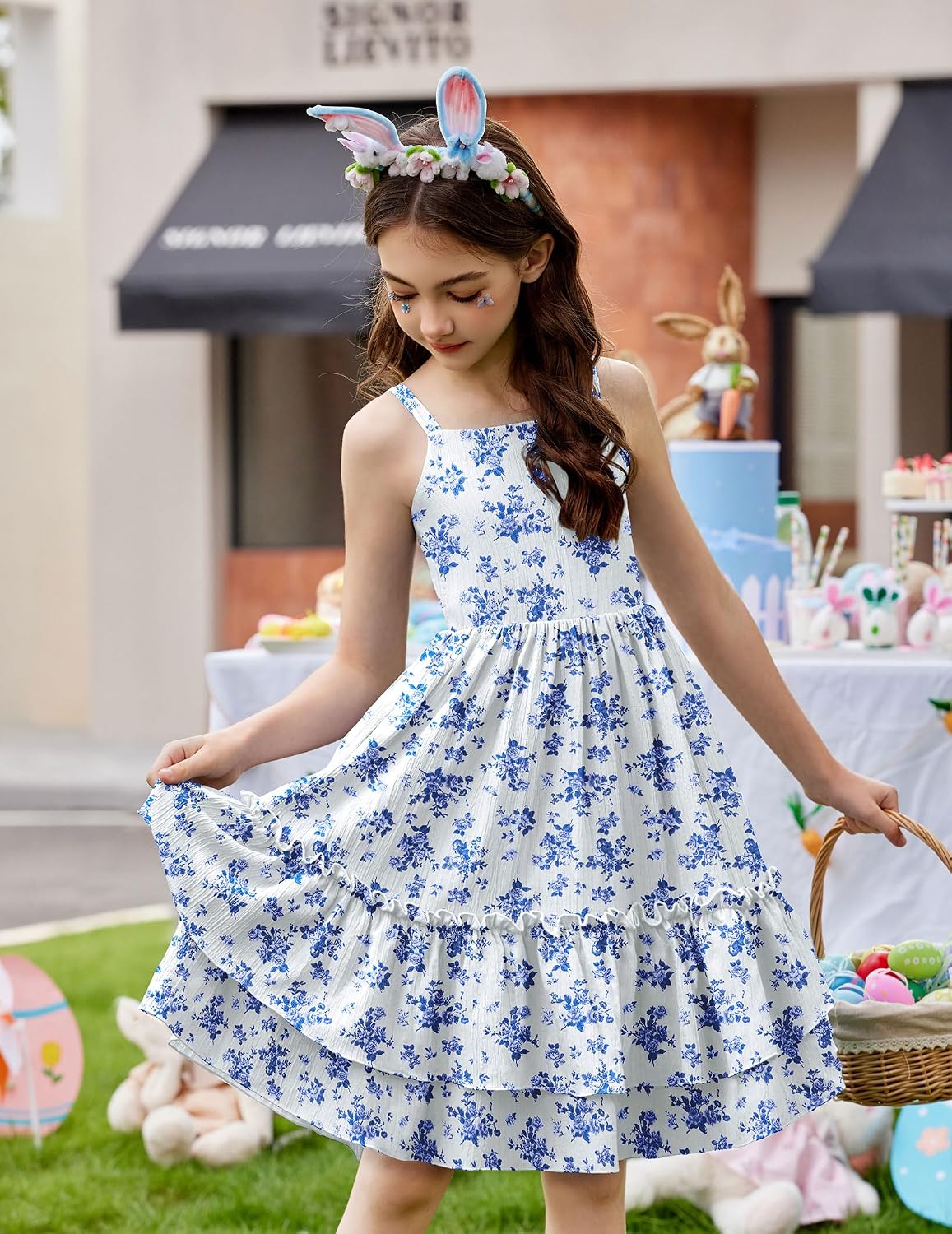 Arshiner Girls Cami Summer Dress Boho Sleeveless Casual Sundress with Pockets for 4-12 Y