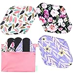 wegreeco Reusable Menstrual Pads - Reusable Sanitary Pads | Reusable Panty Liners | Soft Cloth Menstrual - 6 Pack with 1 Cloth Mini Wet Bag (Medium, Flower 02)