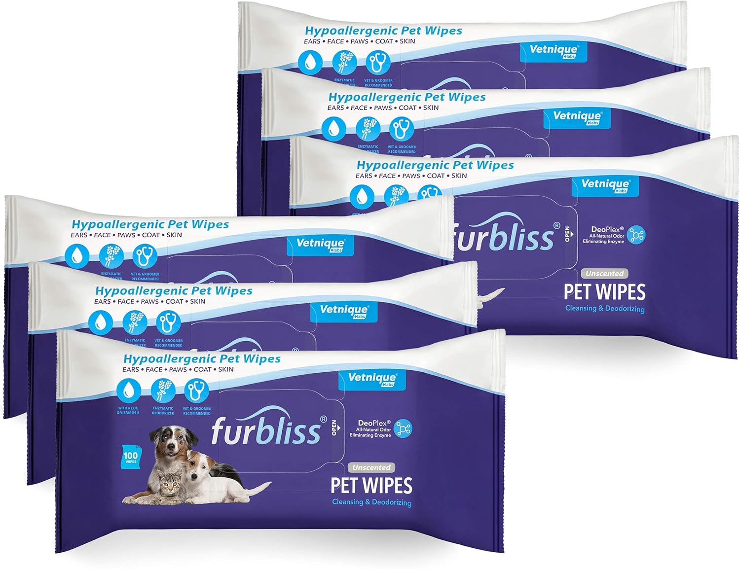 Furbliss Hygienic Pet Wipes for Dogs & Cats, Cleansing Grooming