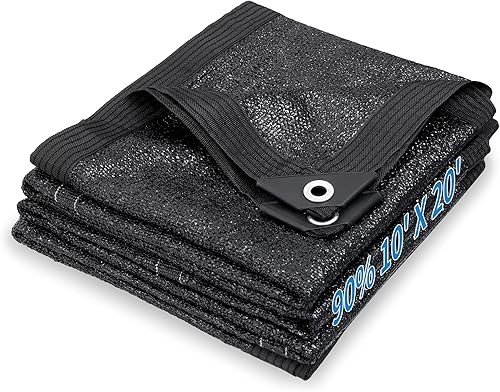 Miniatura 8 de Toldo 90% negro con protección solar, resistente a los rayos UV, con ojales, 10 x 10 pies, lona de malla para exteriores, para jardín, invernadero,