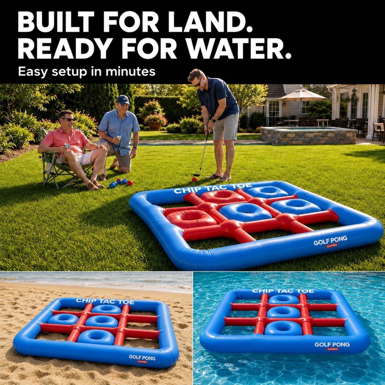 Golf Pong Chip Tac Toe: Golf Tic Tac Toe Game for Yard and Pool, No Club image 5
