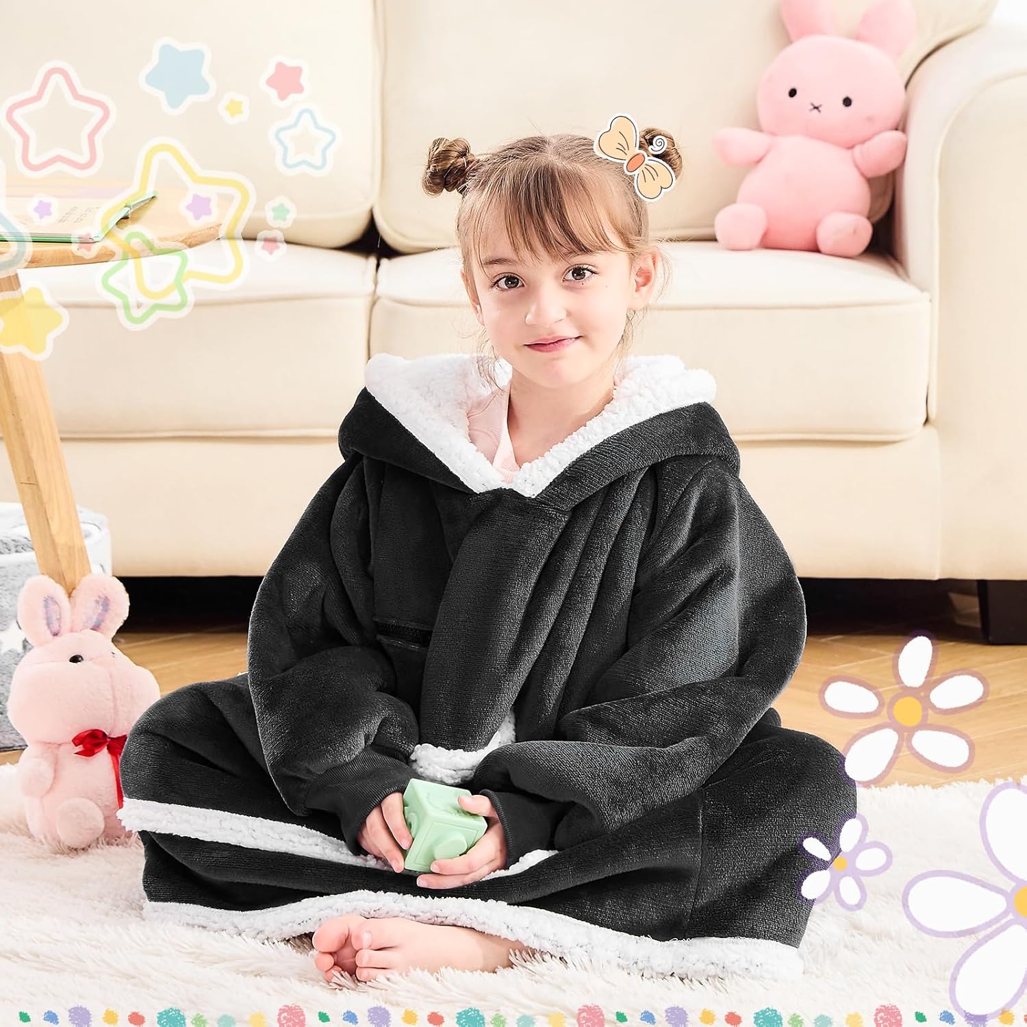 IFNOW Wearable Blanket Hoodie For Kids, Blanket Hoodie For Kids With Hood And Pockets, Girls Oversized Blankets Gift for Boys - Image 9