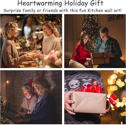 Miniatura 8 de GUTTATY Divertido arte de pared de cocina enmarcado, cartel con texto en inglés "Chef Was Cute Would Eat Here Again", bonitas imágenes de cocina,