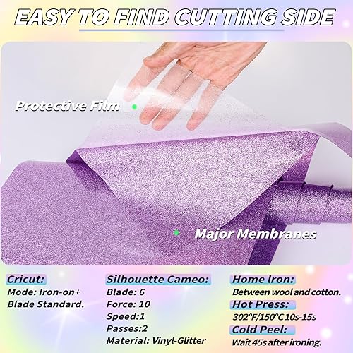 Miniatura 3 de 40 unidades de vinilo de transferencia de calor HTV con purpurina, hojas de vinilo para planchar de 12 x 10 pulgadas, 20 colores surtidos HTV vinilo