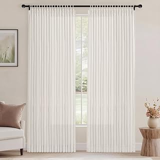 Hiasan Linen Pinch Pleated Curtains, 52" W x 84" L, Cream Beige,2 Panels