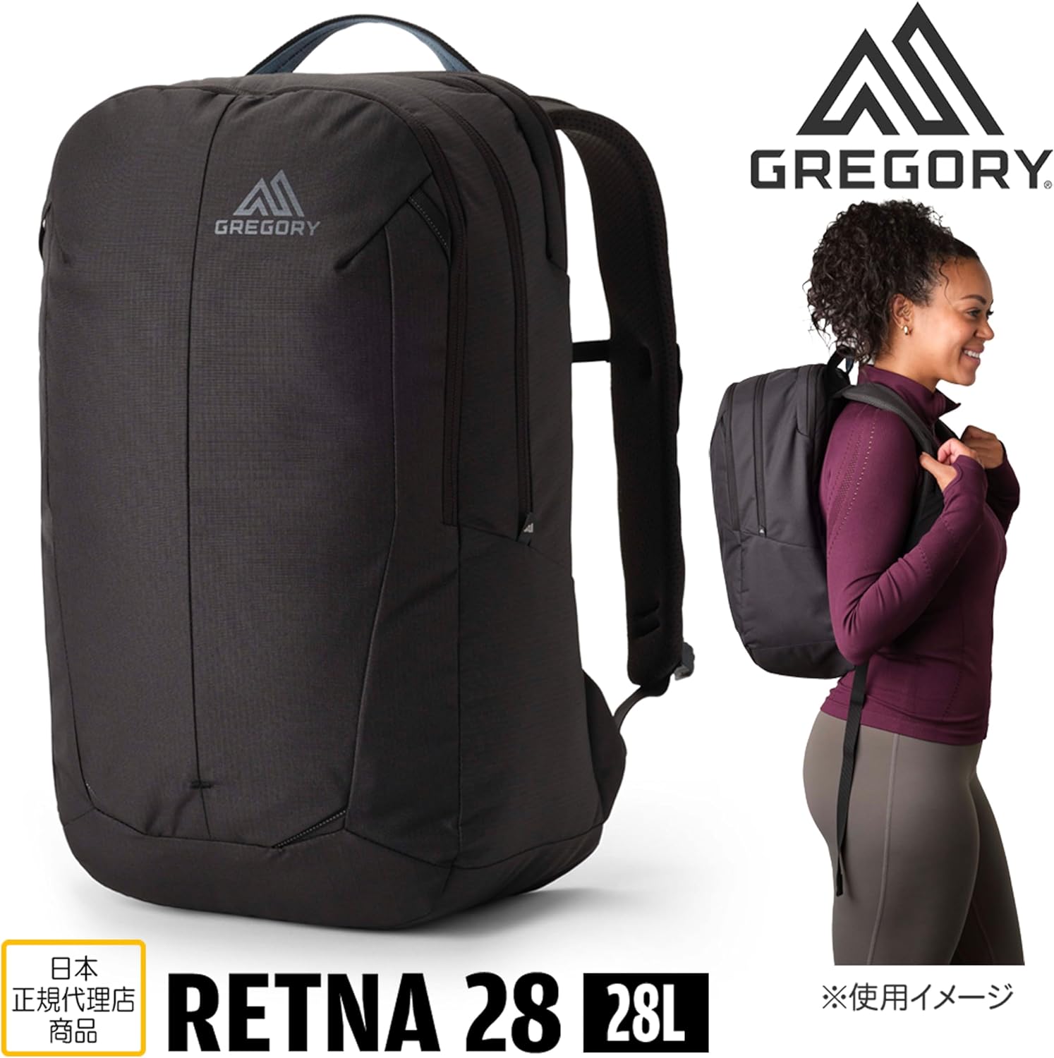 Gregory Retna 28L Unisex Everyday Commuter Backpack,One Size Fits All, Carbon Sky